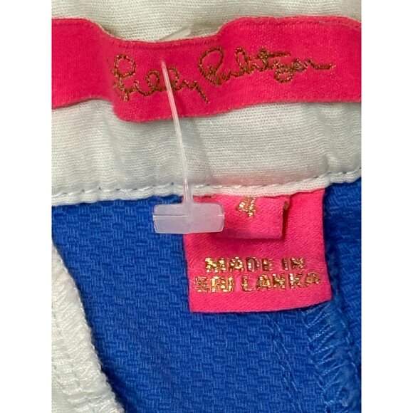 Lilly Pulitzer Blue Scallop Hem Shorts Size 4 Cotton Stretch Preppy Summer - Picture 6 of 12